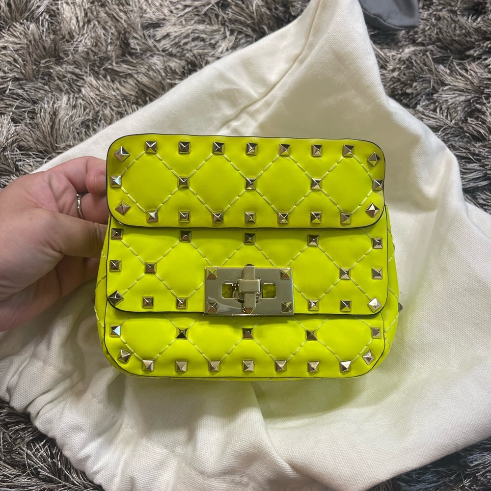 Valentino Neon Green Micro Rockstud Spike It Shoulder Bag